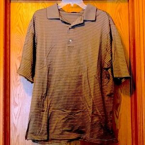 Carnoustie L tan striped mercerized cotton polo